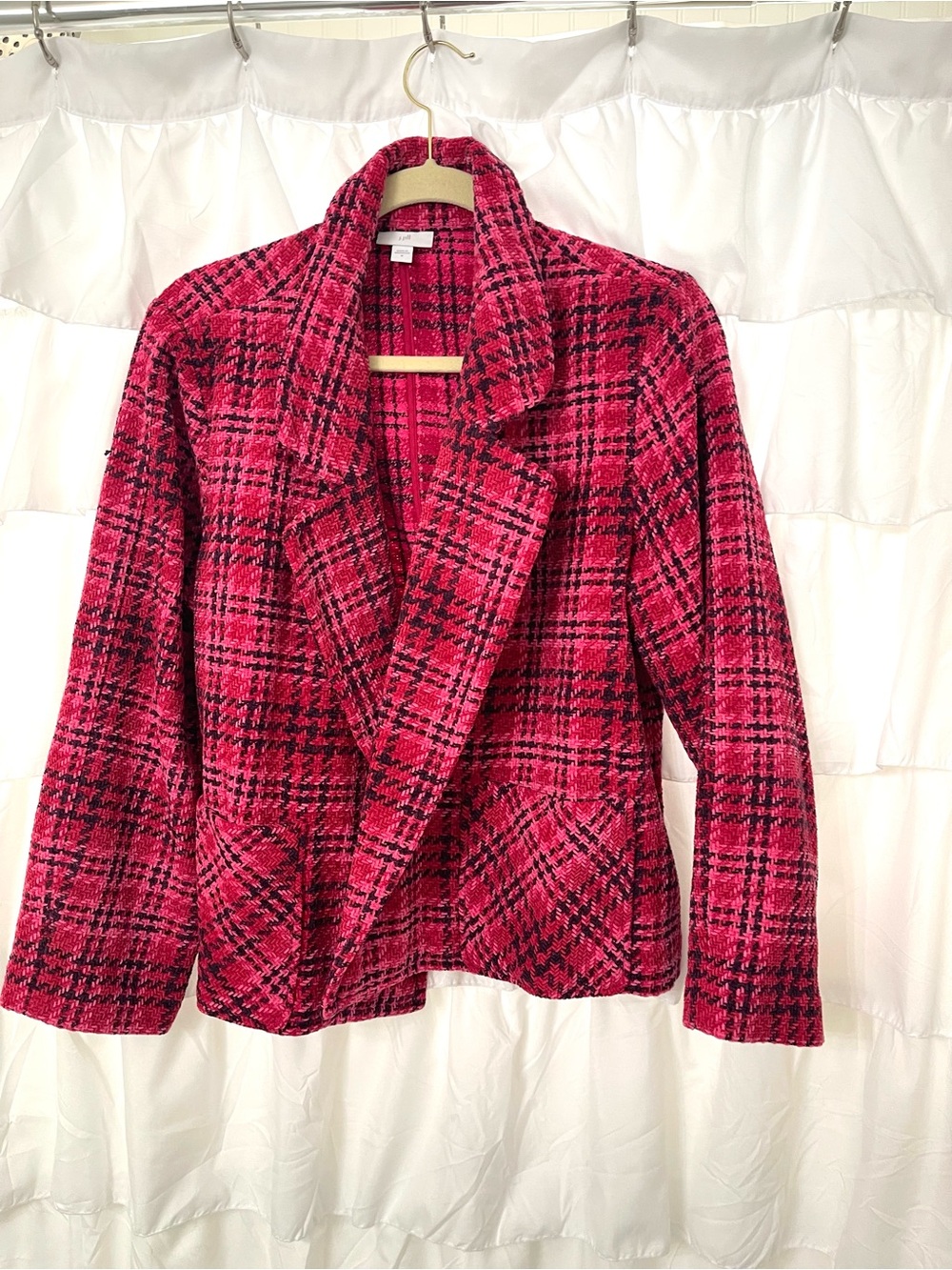 J. Jill Hot Pink and Black Plaid Blazer